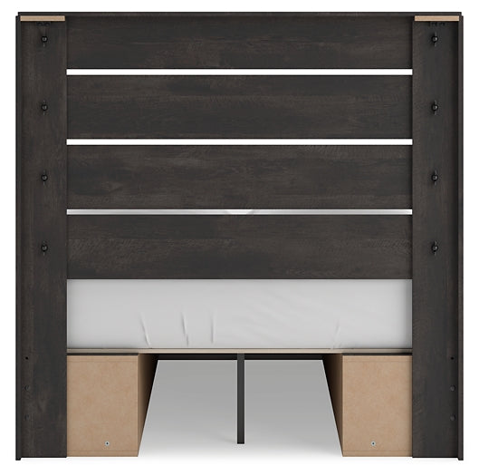 Hollivern Full Panel Bed with Storage with Mirrored Dresser