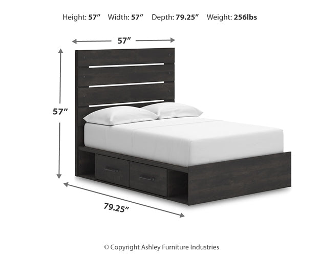 Hollivern Full Panel Bed with Storage with Mirrored Dresser