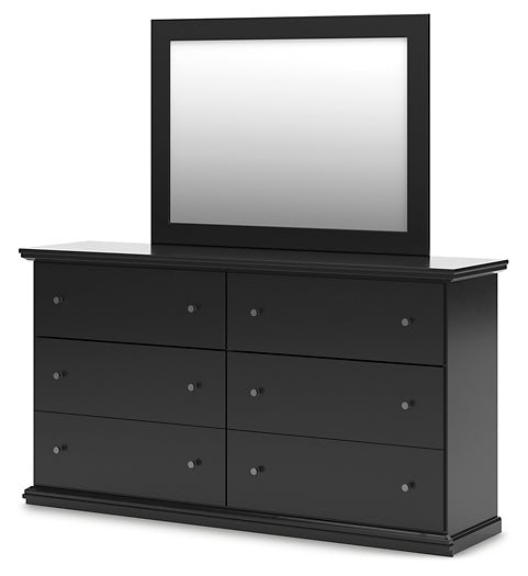 Maribel Twin Panel Bed with Mirrored Dresser
