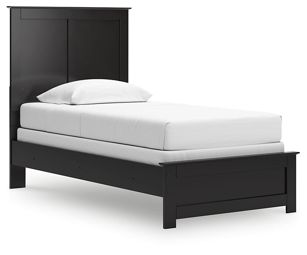 Maribel Twin Panel Bed with Mirrored Dresser