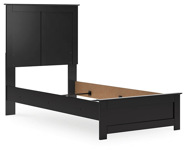 Maribel Twin Panel Bed with Mirrored Dresser