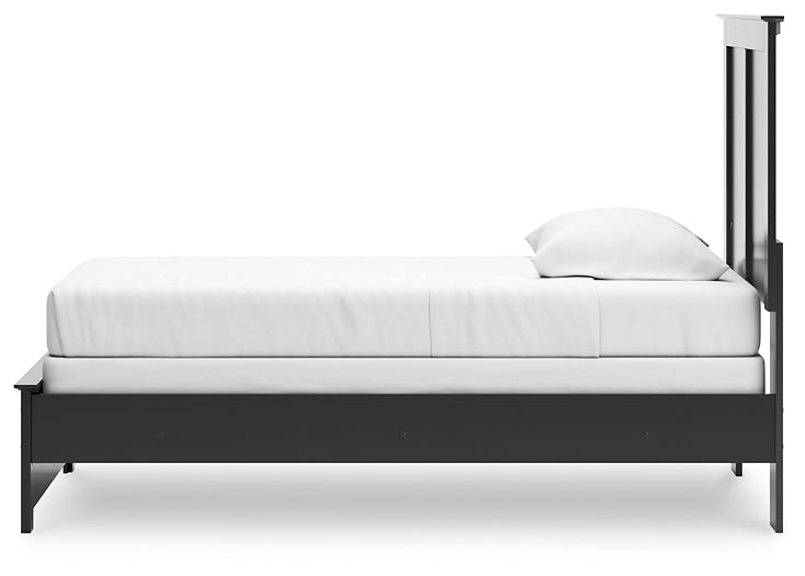 Maribel Twin Panel Bed with Mirrored Dresser