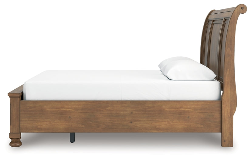 Feddinger Queen Storage Sleigh Bed with Mirrored Dresser and Chest