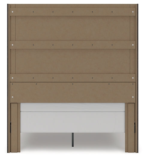 Fraluna Queen Panel Storage Bed with Mirrored Dresser and Nightstand