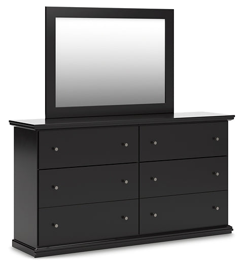 Maribel King Panel Bed with Mirrored Dresser
