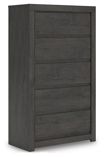 Fraluna King Panel Bed with Mirrored Dresser and Chest