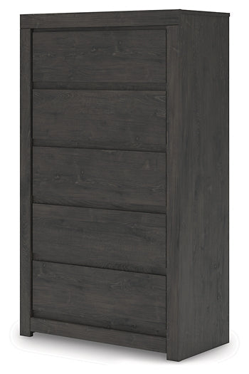 Fraluna King Panel Bed with Mirrored Dresser and Chest
