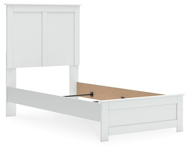 Bostwick Shoals Twin Panel Bed with Mirrored Dresser