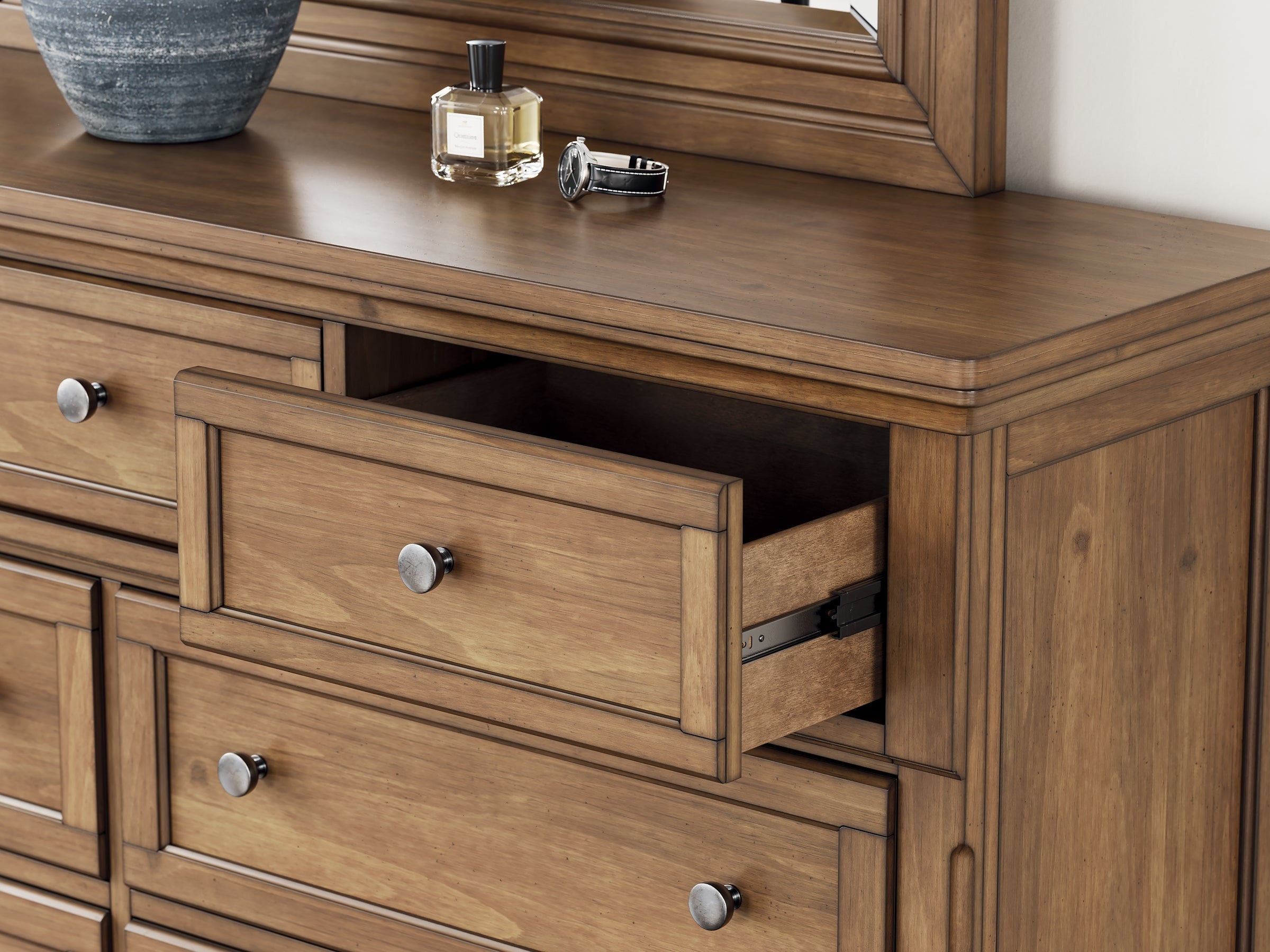 Feddinger California King Panel Bed with Mirrored Dresser and Chest