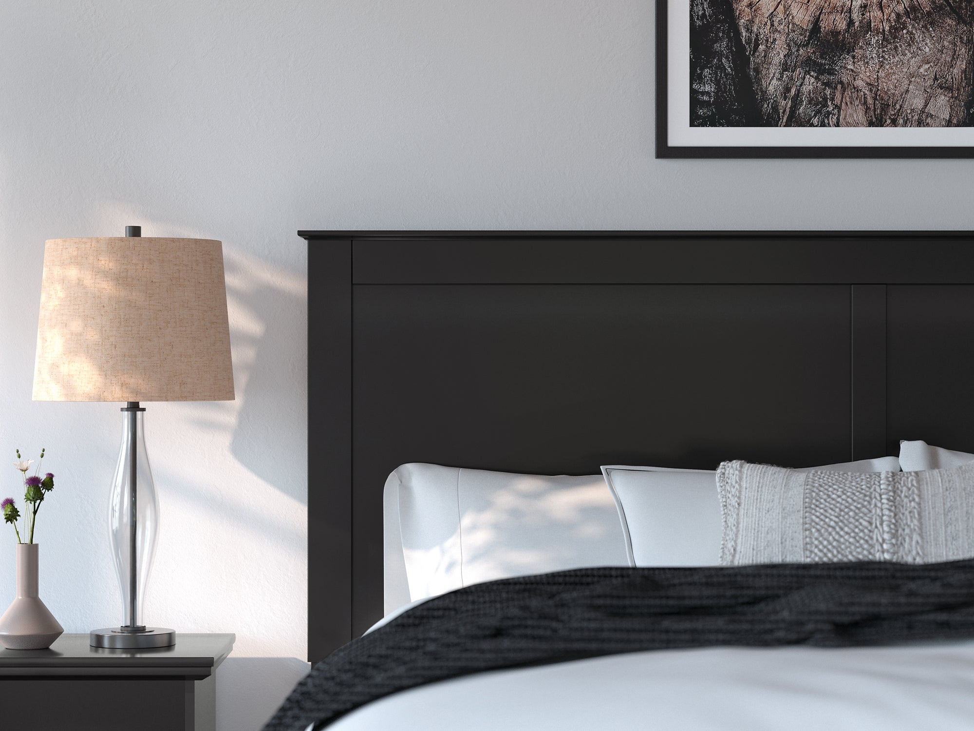Maribel King Panel Bed with Mirrored Dresser and Chest