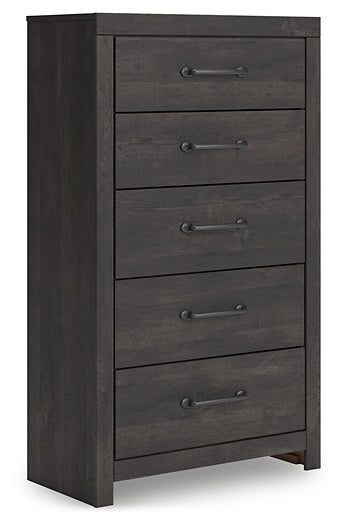 Hollivern King Panel Bed with Mirrored Dresser and Chest