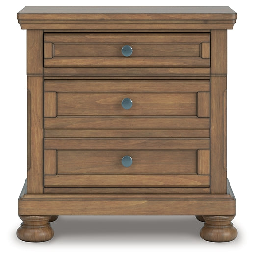 Feddinger California King Storage Sleigh Bed with Mirrored Dresser, Chest and Nightstand