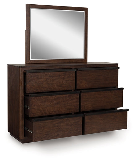 Dilenno King Canopy Bed with Mirrored Dresser