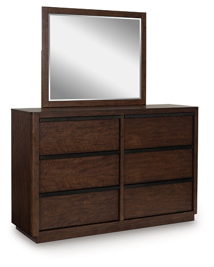 Dilenno King Canopy Bed with Mirrored Dresser and Nightstand