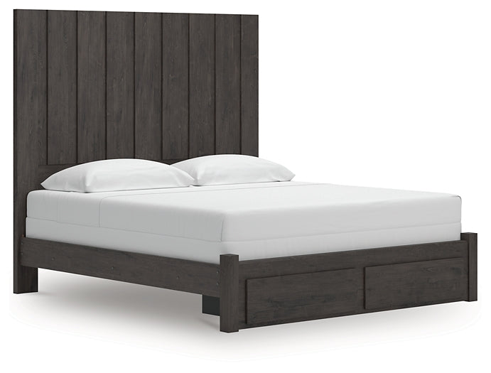 Fraluna King Panel Storage Bed with Mirrored Dresser