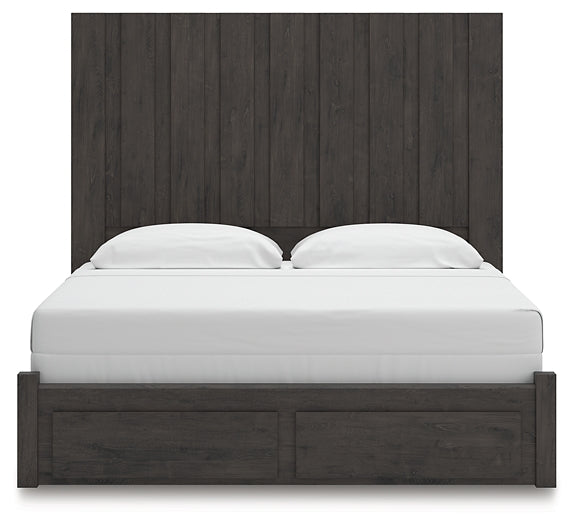 Fraluna King Panel Storage Bed with Mirrored Dresser