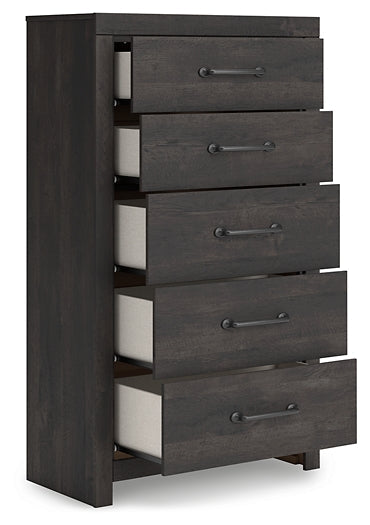Hollivern Full Panel Bed with Mirrored Dresser, Chest and Nightstand