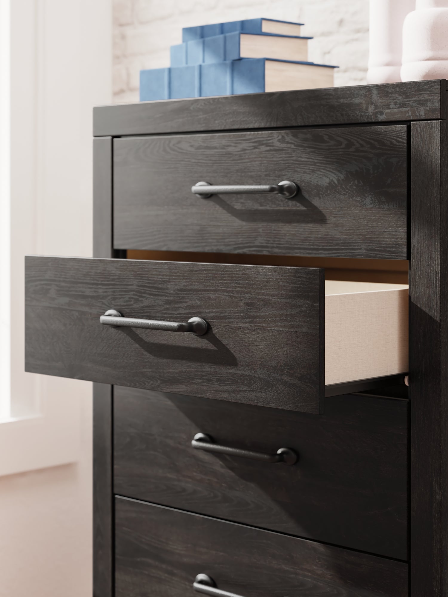 Hollivern Full Panel Bed with Mirrored Dresser and Chest