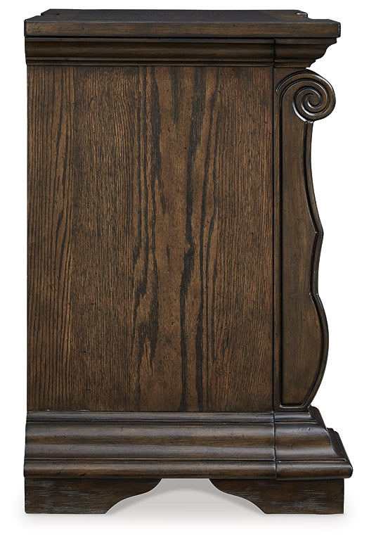 Maylee California King Upholstered Bed with Mirrored Dresser, Chest and Nightstand