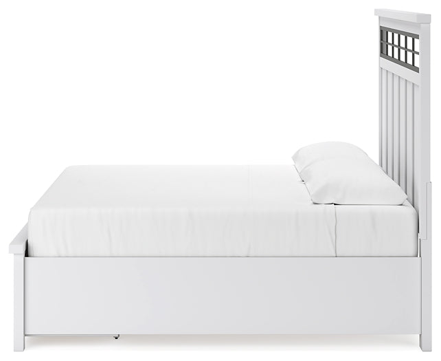 Ashbryn King Panel Storage Bed with Mirrored Dresser