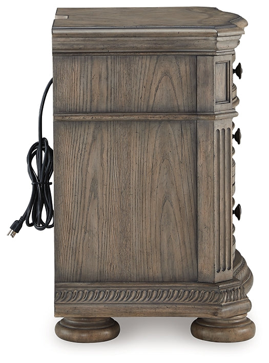 Ardenfield Queen Upholstered Sleigh Bed with Mirrored Dresser and Nightstand
