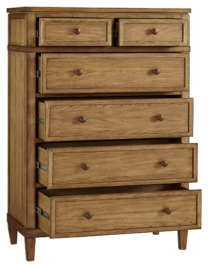 Sharlance Queen Upholstered Panel Bed with Mirrored Dresser and Chest