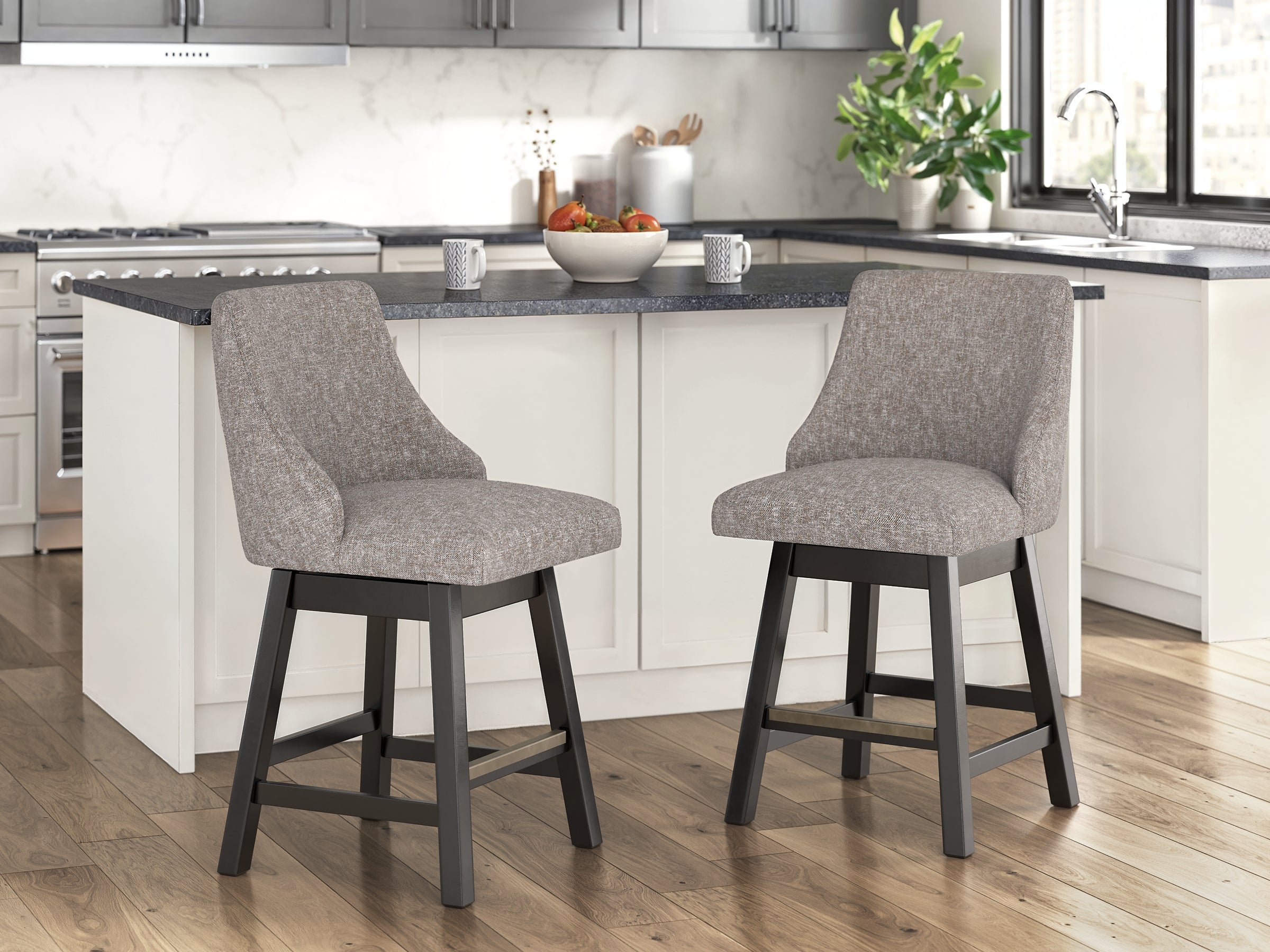 Neymorton Upholstered Swivel Stool (Set of 2)