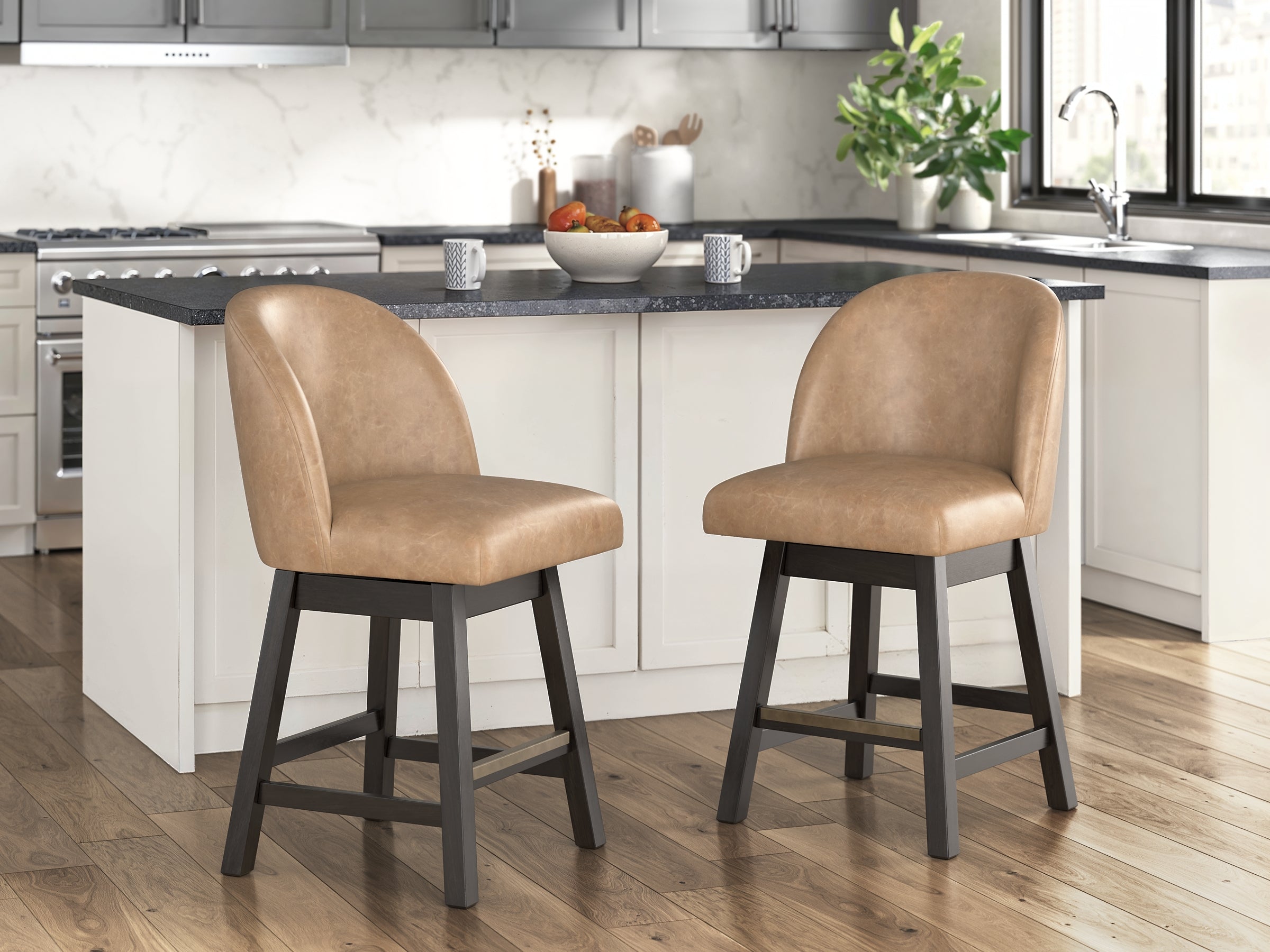 Neymorton Upholstered Swivel Stool (Set of 2)