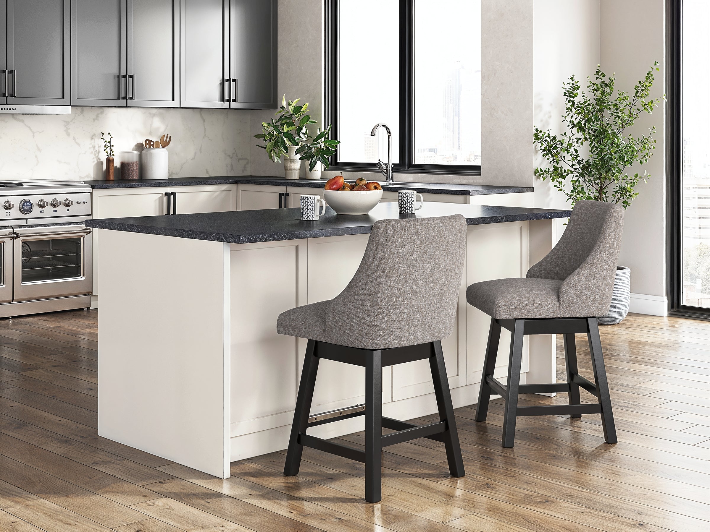 Neymorton Upholstered Swivel Stool (Set of 2)