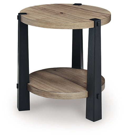 Ridgester End Table - Light Brown/Black